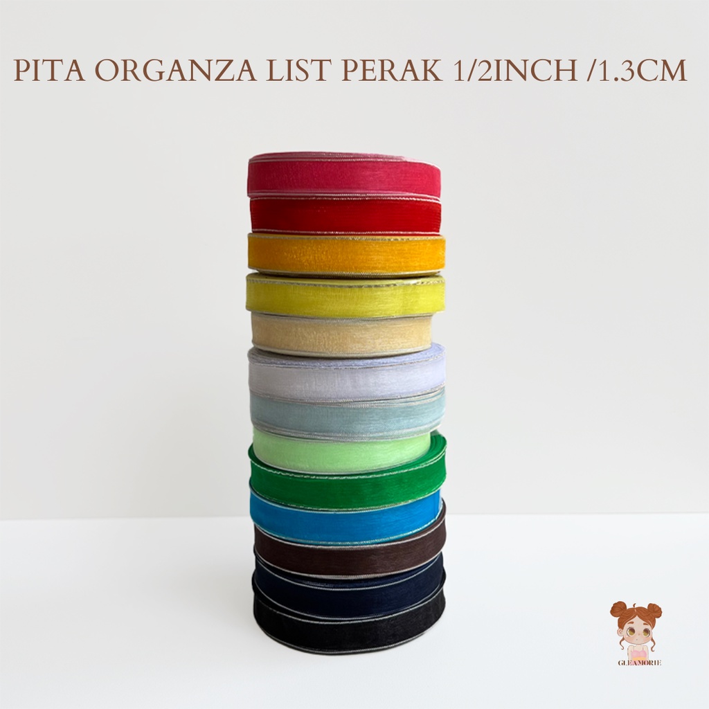 

pita organdi list perak 1/2 inch/ 1.3cm per roll 20 yard/18,5m organza