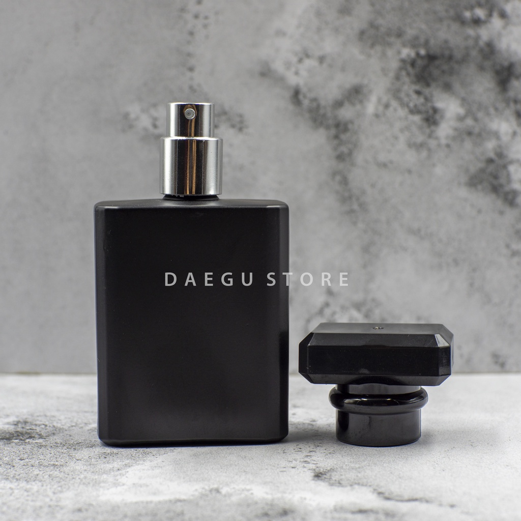 Botol Parfum 50ml Spray Kaca Kotak Isi Perfume Refill Isi Ulang Minyak Wangi - Hitam Doff CHA