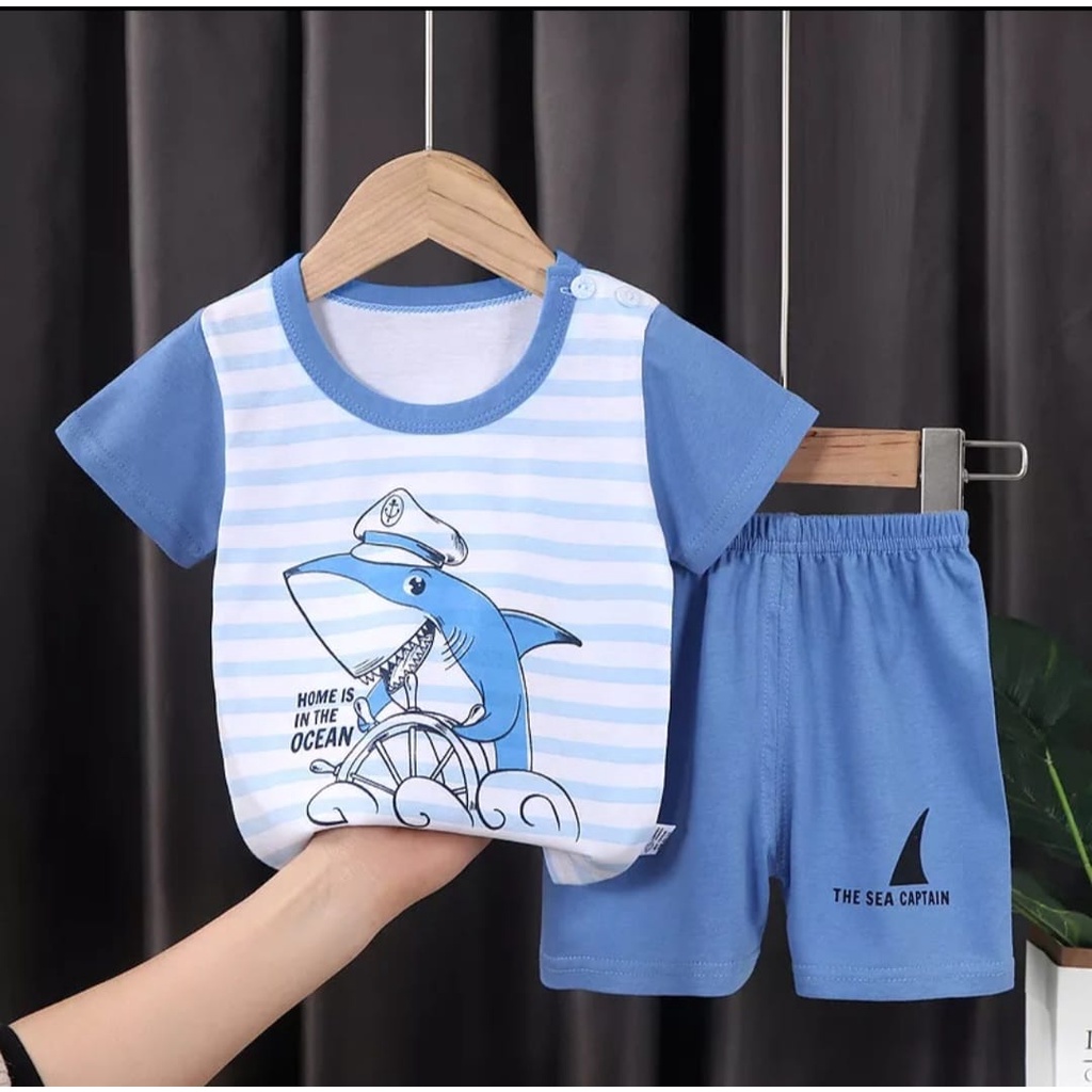 SETELAN BAJU ANAK IKAN HIU SALUR UNTUK ANAK 2-6 TAHUN BISA COD