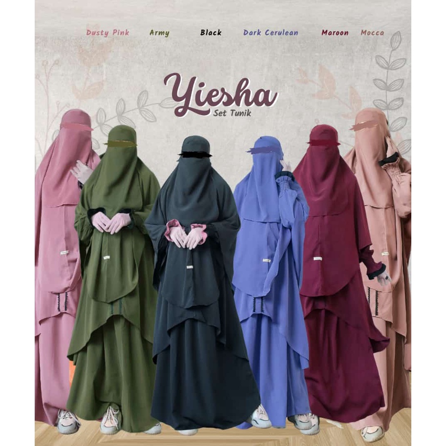 Yeisha Set Tunik/ Tunik Cantik Elegan/ Tunik Polos/ Tunik Set/ Tunik Free Cadar