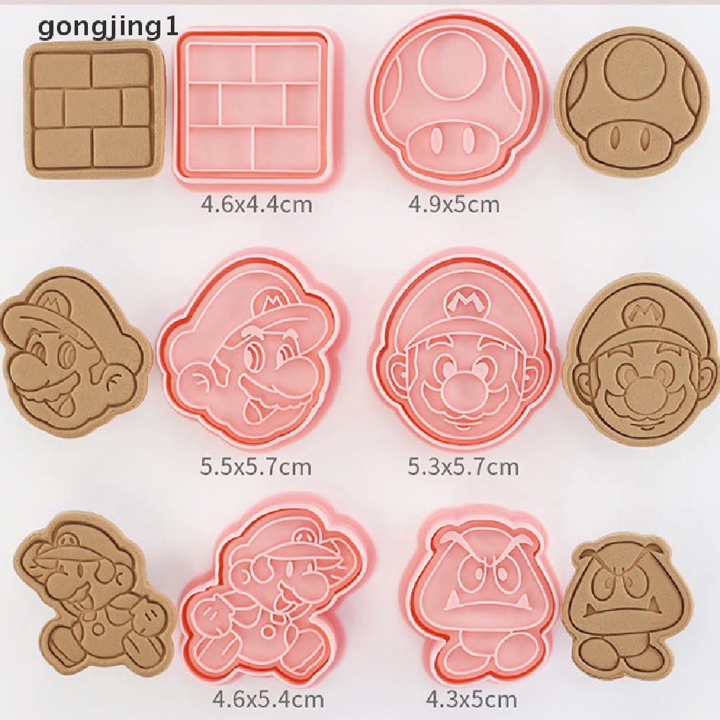 Ggg 6 Pcs/Set Super Mario Cetakan Kue Kering Anime Action Figure Cookie Fondant 3D Press Cetakan Alat Baking Pesta Halloween DIY Hadiah Ulang Tahun ID