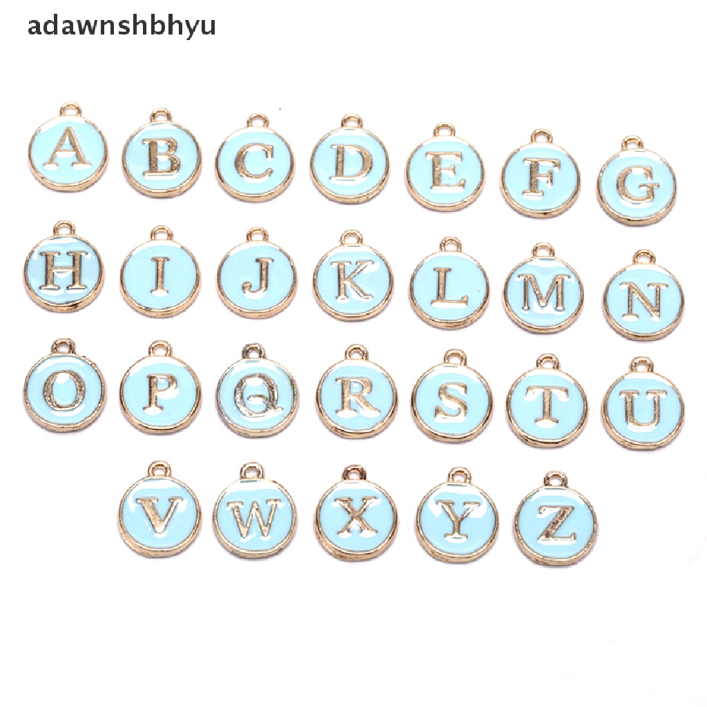 Adawnshbhyu 26Pcs Huruf Alfabet Ch Inisial Huruf Gelang Perhiasan DIY Craft Making ID