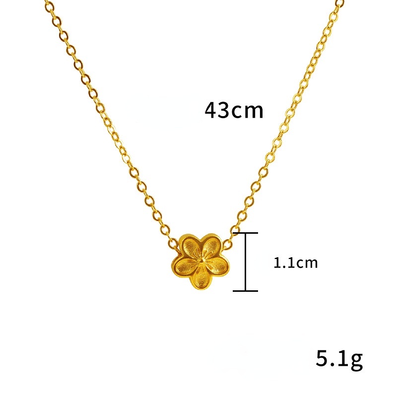 Goldkingdom Perhiasan Fashion Emas Asli Kadar 375 Bangkok Aksesoris Ready Stock Wanita Berlapis Emas Plum Gelang Kalung Liontin Wufu Yun Retro Kecerdikan