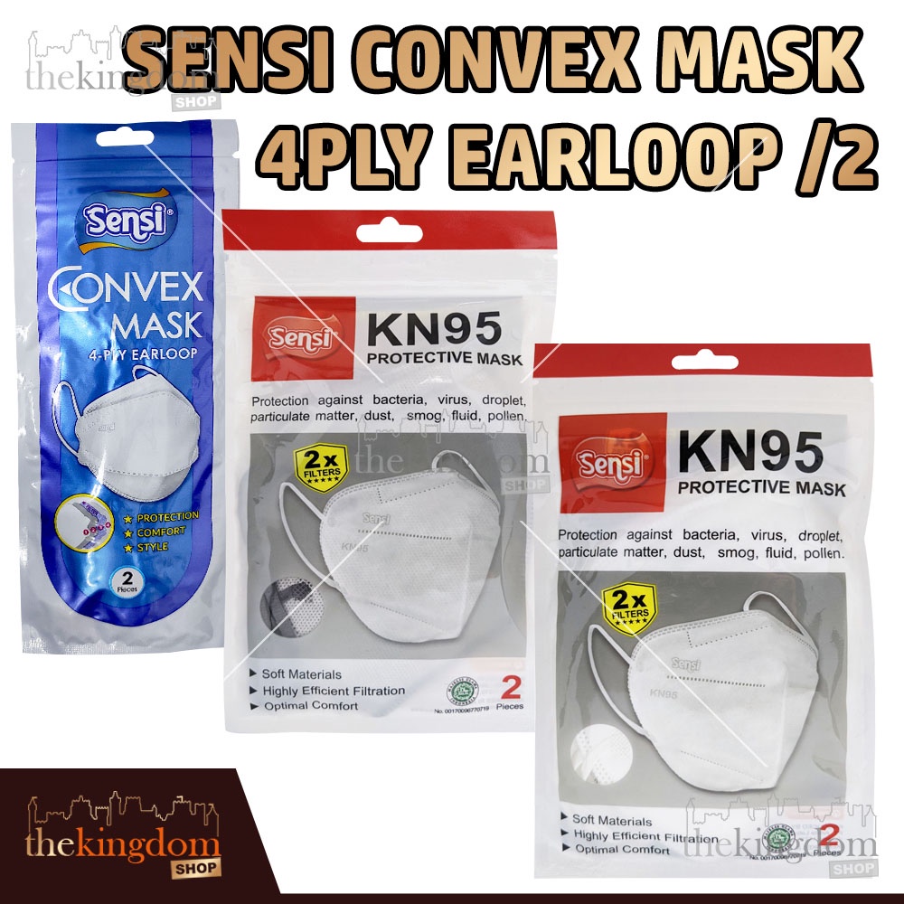 Sensi Convex Mask 4ply Earloop /2 Masker Medis Taraf N95 KN95 3D Sachet Disposable