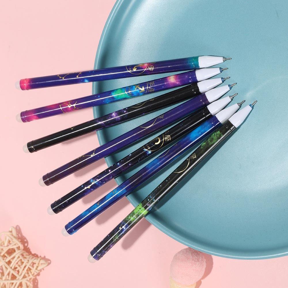 R-flower 12PCS/Set Gel Pen Perlengkapan Kantor Sekolah Tinta Hitam/Biru 0.5mm Dihapus Pen