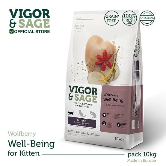 Vigor &amp; Sage Kitten Wolfberry Wellbeing 10kg Cat Food Kitten