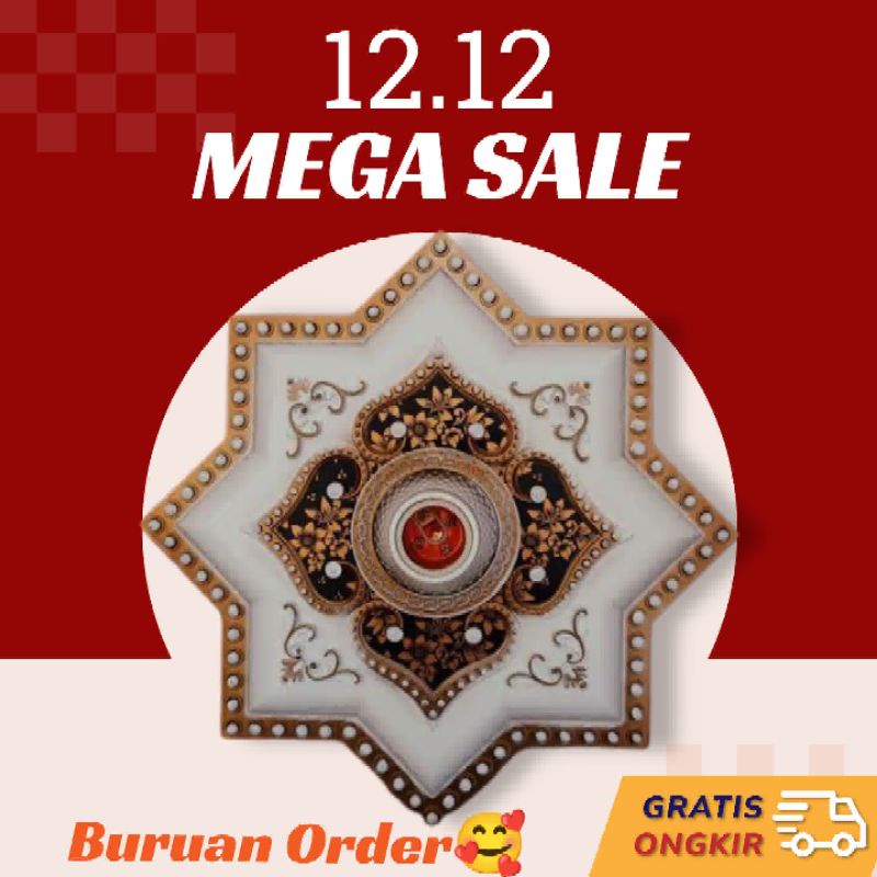 Fitting lampu Hias Plafon PVC Ornamen Bintang 30x30