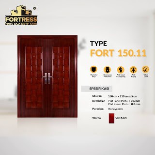 Pintu Kamar | Pintu Rumah Baja Fortress 150x210 - JBS 150.11 - Cokelat