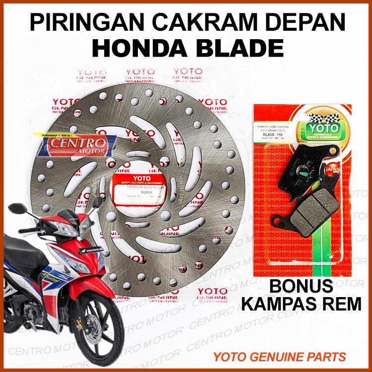 PIRINGAN CAKRAM DEPAN BLADE 110/REVO 110FI/SUPRA X 125 FI. BONUS KAMPAS REM. YOTO GENUINE PARTS