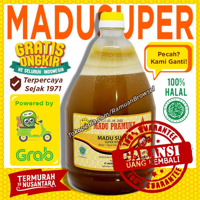 

[BEST SELLER] Madu Pramuka Super (Madu + Pollen + Royal Jelly) 2 Liter