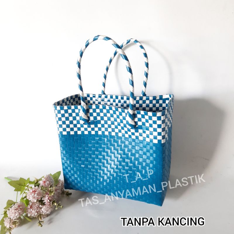 Tas Anyaman Plastik Premium Rotan Hampers Murah Keranjang Belanja Anyam Monokrom  Warna READY STOK