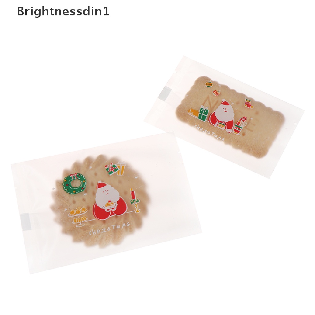 [Brightnessdin1] 100 Pcs Menebal Natal Cookie Panas Seal Bags Permen Biskuit Bening Kantong Butik