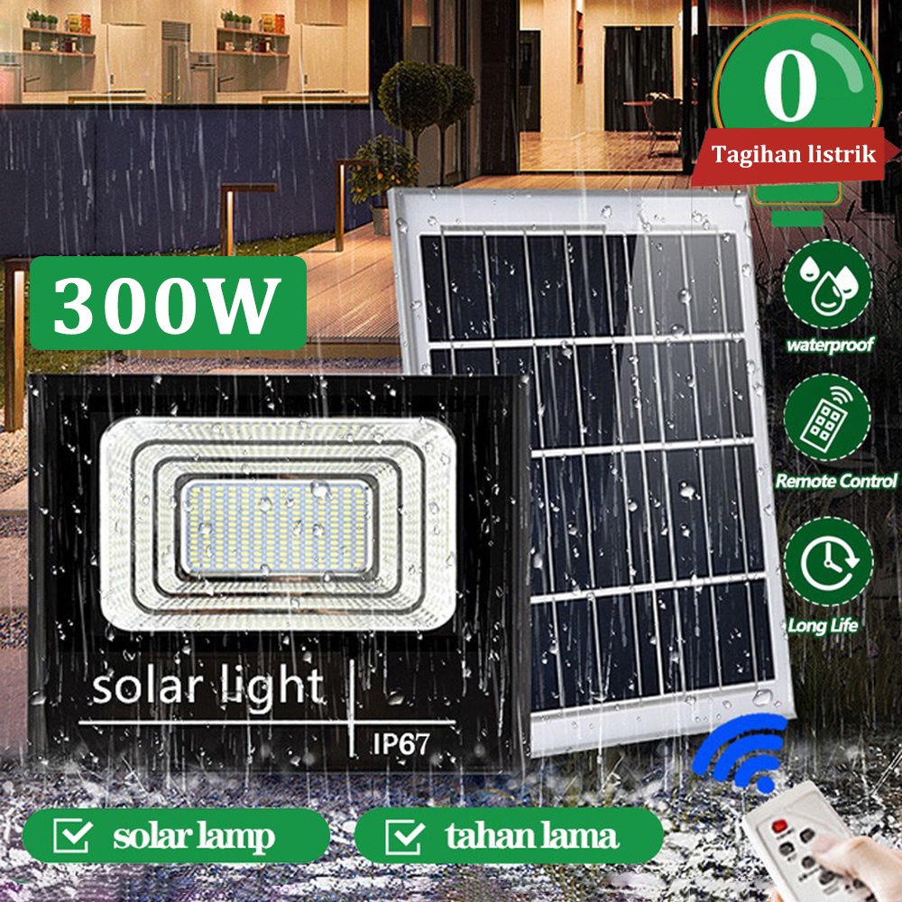 500W 100% asli lampu taman surya solar led outdoor lampu sorot jalan tahan air dengan remote control lampu surya lampu led surya luar IP67 tahan air