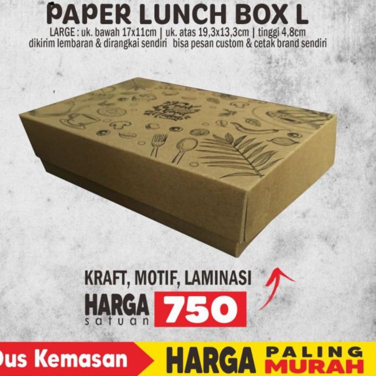 

✄✄ Paper Lunch Box L Motif Kraft Laminasi (34pcs)