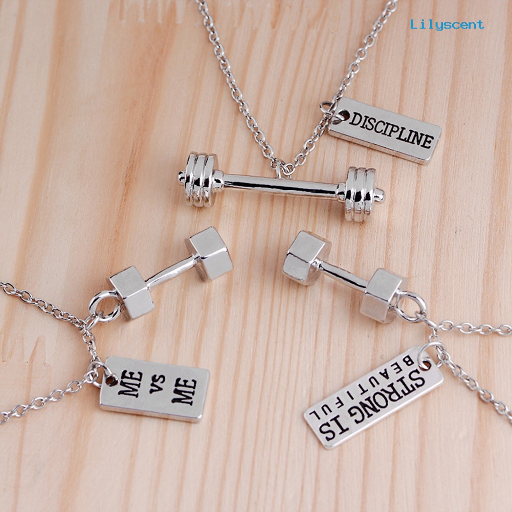 [LS]Fashion Unisex Kebugaran Dumbbell Liontin Musim Gugur Kalung Pasangan Perhiasan