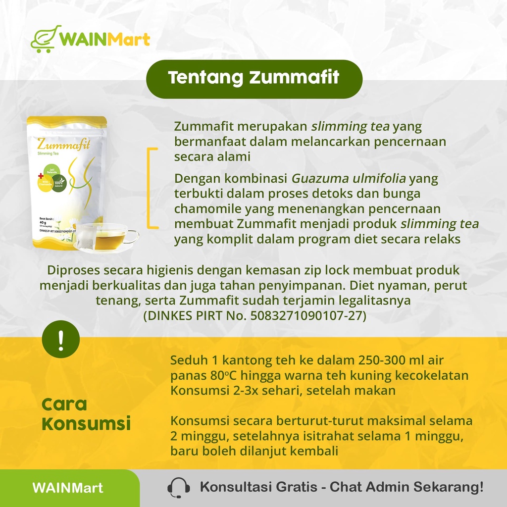 Zummafit Slimming Tea Teh Pelangsing Alami Ekstra Chamomile Peluntur Lemak Diet Detox