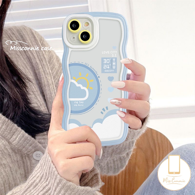 Case Pasangan Untuk Realme C55 C53 9 10 8i C30 9i 9 Pro+7i C33 C35 C12 C15 C3 C25 C25s C21Y C25Y 6i 5i 8 5 8Pro 7 C1 C20A C20 C11 Love City Day Night Ramalan Cuaca Bergelombang Casing Edge