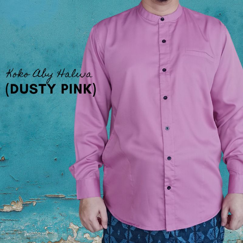koko premium baju pria kemeja premium koko aby halwa DUSTY PINK