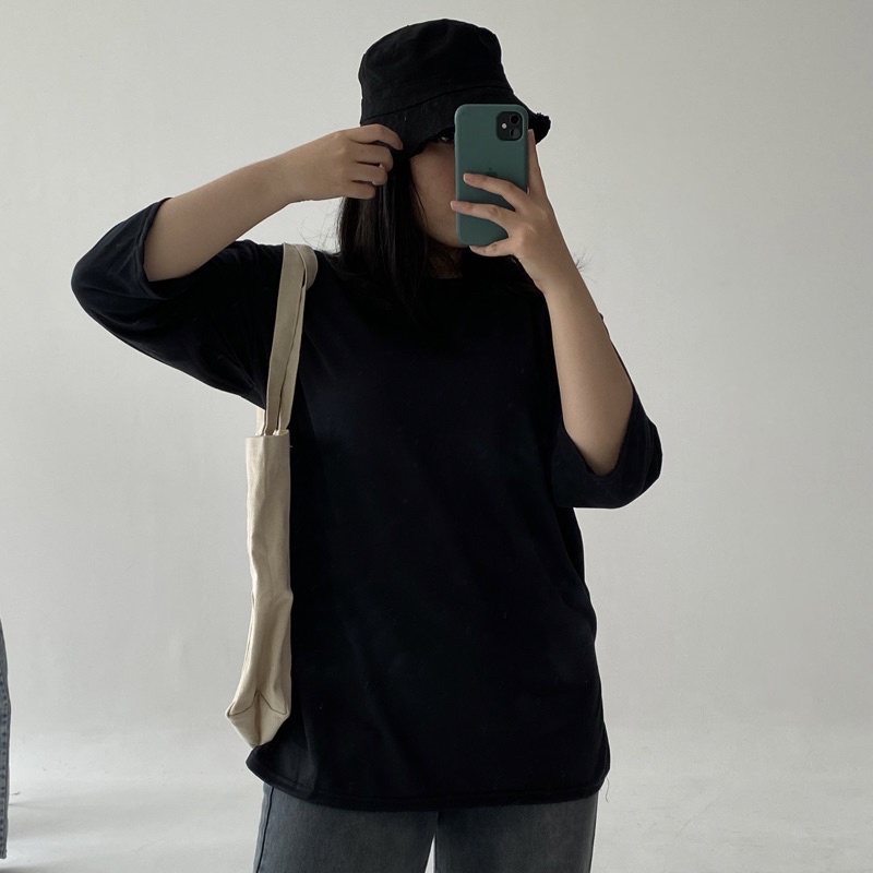 Kana Basic T-Shirt - Kaos Oversized Polos Jumbo Lengan 3/4 - Atasan wanita lengan 3/4 Jumbo - kaos atasan wanita jumbo lengan 3/4