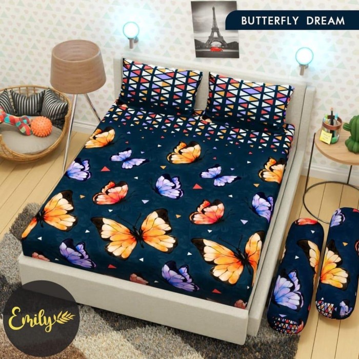 Butterfly Dream - Sprei 120 dan Sprei 180 Katun Motif Limited Edition