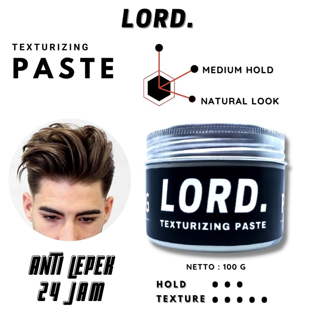 Lord Hair Powder Sea Salt Spray Texturizing Clay/Paste Paket Perawatan Rambut Pria Hemat Free Sisir