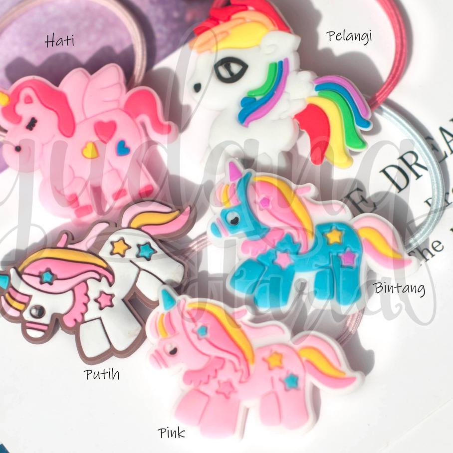 や Ikat Rambut Anak Unicorn Kuda Poni Pelangi Lucu Karet Rambut Unik GH 201709 ㊔