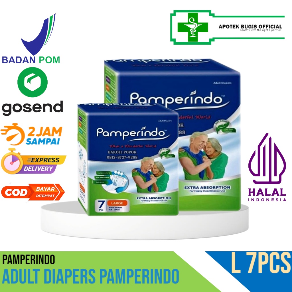 Diapers PAMPERINDO POPOK DEWASA Size L Isi 7 Pcs