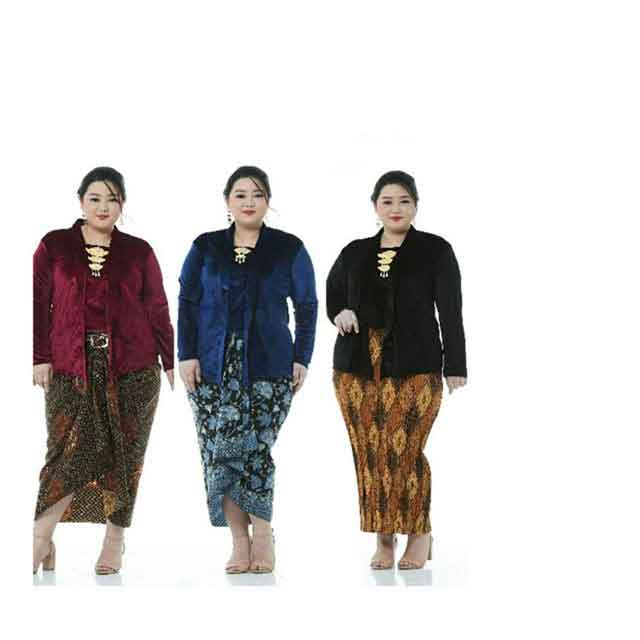 PO Kebaya Bludru Kutubaru Polos Super BIG SIZE JUMBO XXL (Cantumkan Warna dichat/Pesan)