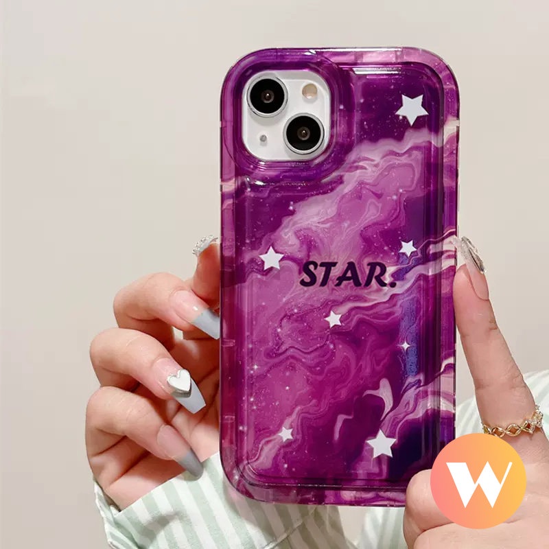 IPHONE Airbag Shockproof Phone Case Kompatibel Untuk Iphone11 13 12 14 Pro Max XR 7Plus 8Plus 6Plus X XS Max Ins Fashion Gradient Starry Sky Mewah Lembut Tpu Penutup Belakang