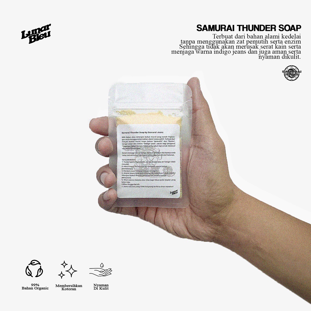 Samurai Denim Jeans Thunder Soap Detergent Sabun Jepang 15 gram