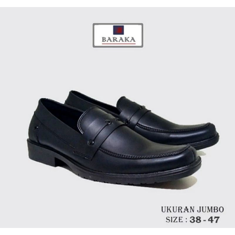 Bisa COD / Sepatu Oxford Pria Big Size 44-48 Pantofel Loafers Kulit Asli Ngantor PNS Hitam Ukuran JUMBO, 47