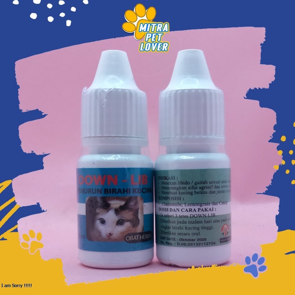 PENURUN LIBIDO KUCING JANTAN DAN BETINA - DOWN LIB CAT DROP 30ML - MENGATASI SIFAT AGRESIF STRES PADA KITTEN - MURAH ASLI GARANSI KUALITAS ORIGINAL - PET ANIMAL CEGAH KAWIN PUNYA ANAK TAMASINDO OBAT KESEHATAN &amp;  VITAMIN TERNAK HEWAN  MITRAPETLOVER