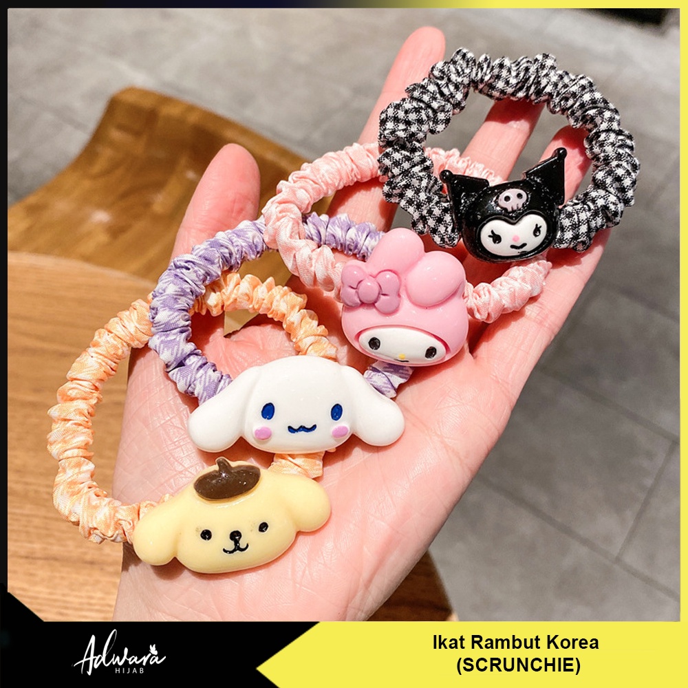 Ikat Rambut Wanita Korea / Pita Scrunchie Melody Kitty Kuromi