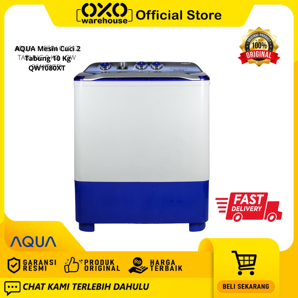 AQUA Mesin Cuci QW-1080XT 10 Kg 2 Tabung Hijab Series Low Watt Garansi Resmi