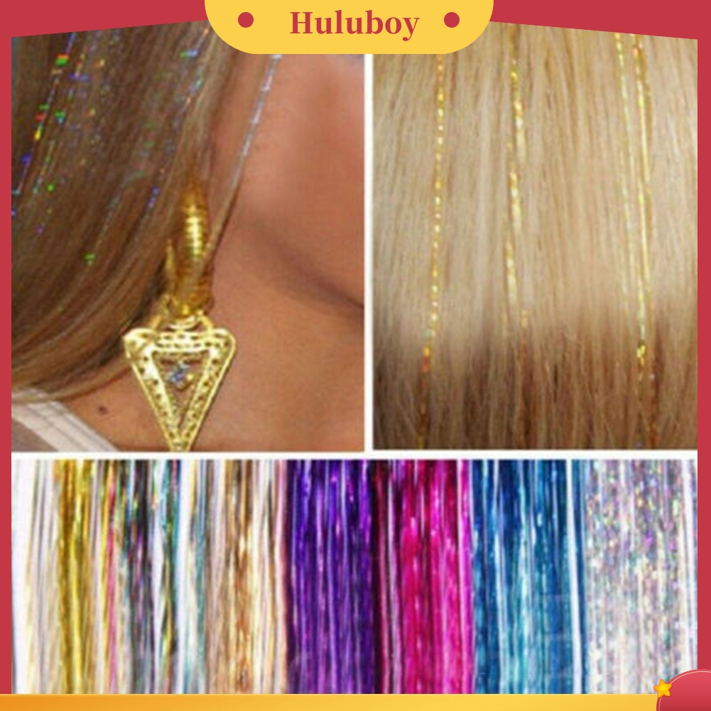 Wig Rambut Extension Model Panjang Lurus Tahan Panas Aksen Glitter