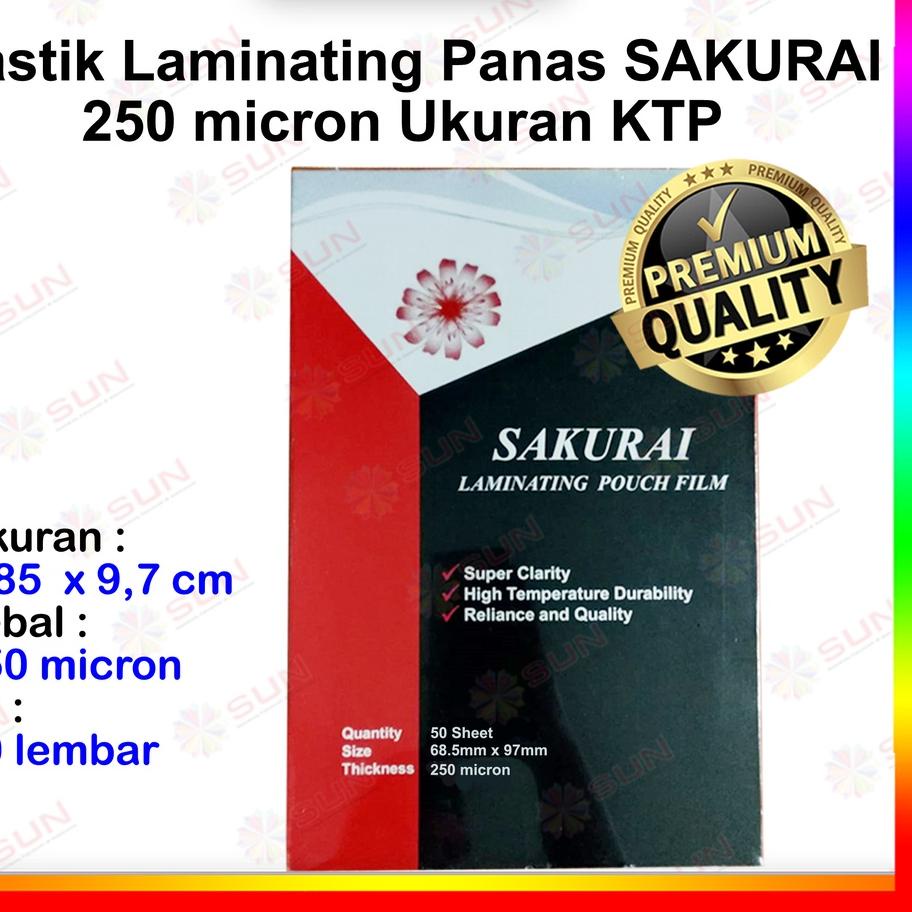 

⇪ Plastik Laminating Laminasi Panas KTP SIM ID Card Sakurai Hot Laminating 80 micron / 125 micron / 250 micron ェ