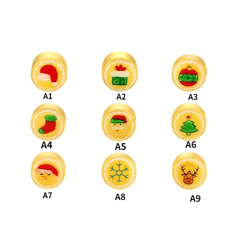 Goldkingdom Perhiasan Fashion Emas Asli Kadar 375Bangkok Aksesoris Ready Stock Hadiah Berlapis Emas 3D Santa Snowman Pasangan Laki-Laki Dan Perempuan Gelang Liontin