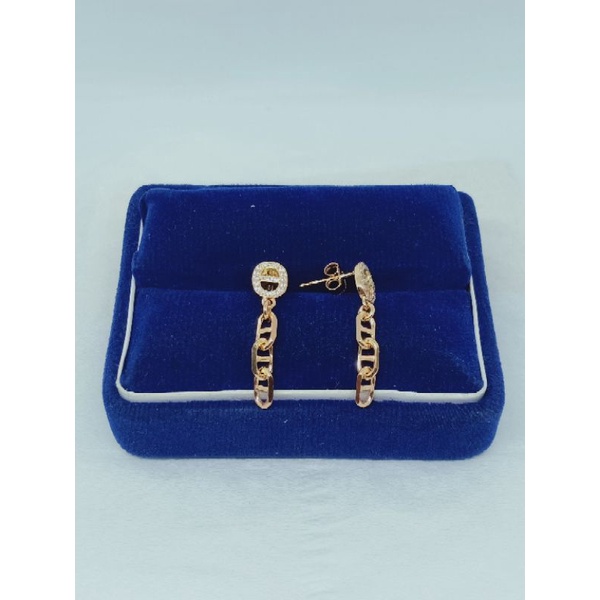 giwang model panjang carti*r mp/perak asli silver 925 lapis emas/perhiasan fashion wanita terbaru