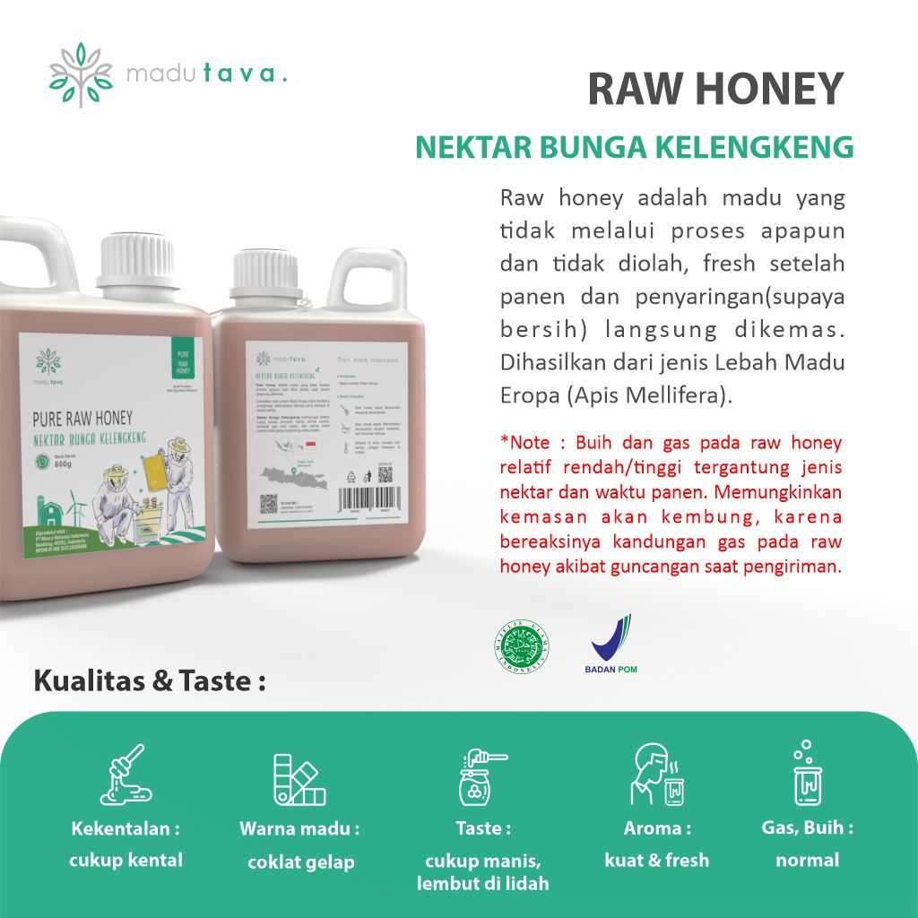 Madu Asli Murni 600gr Tava Grade A Nektar Kelengkeng 100% Alami Pure Natural Raw Honey