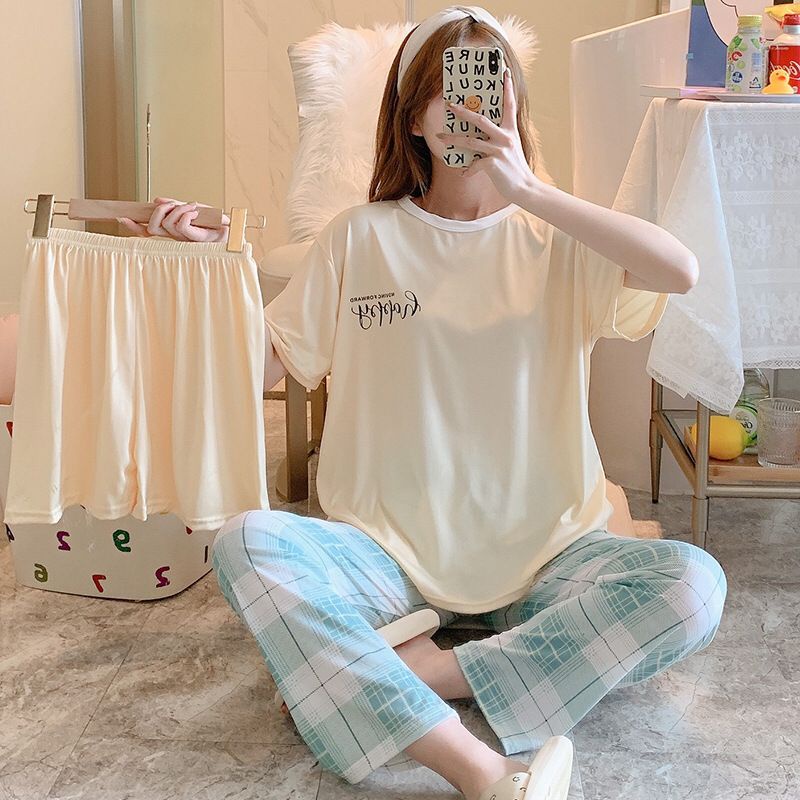 GROSIRTAS TG1483 Set Baju Tidur Wanita 3 IN 1 ALL SIZE Import Banyak Warna