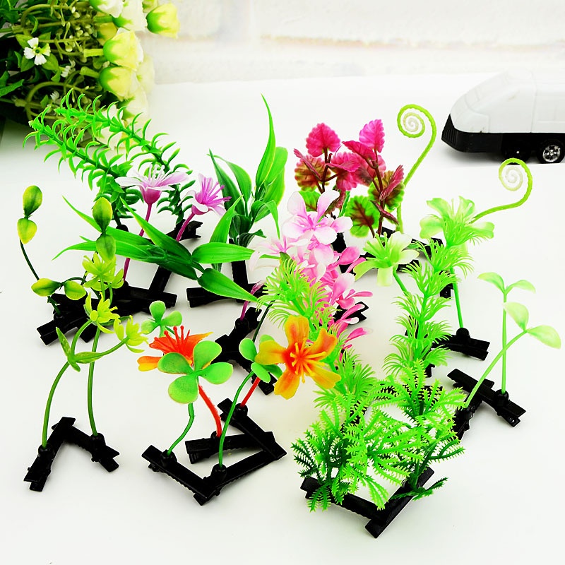 Klip Rambut Bentuk Rumput Tanaman Simulasi, Bunga Kupu-Kupu 3D Jepit Rambut Tiga Dimensi, Bunga spring clip 1 Pcs