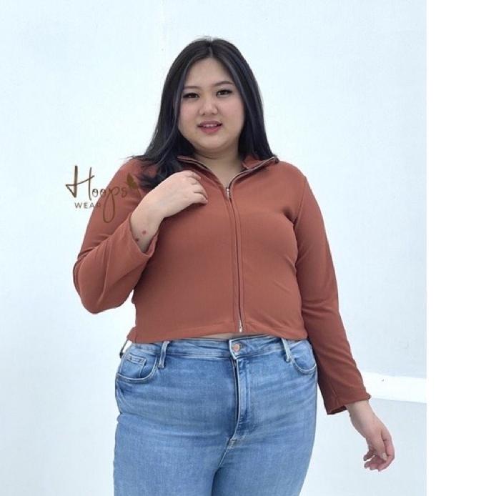 Big Sale Caliny Zipper Top ( Atasan Jumbo / Top BigSize / Top Premium / Atasan Bigsize / Crop Top Bi