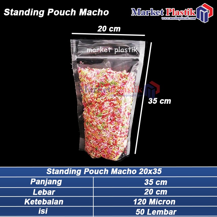 Plastik Ziplock Standing Pouch Macho Ukuran 20X35/Klip Kemasan Berdiri