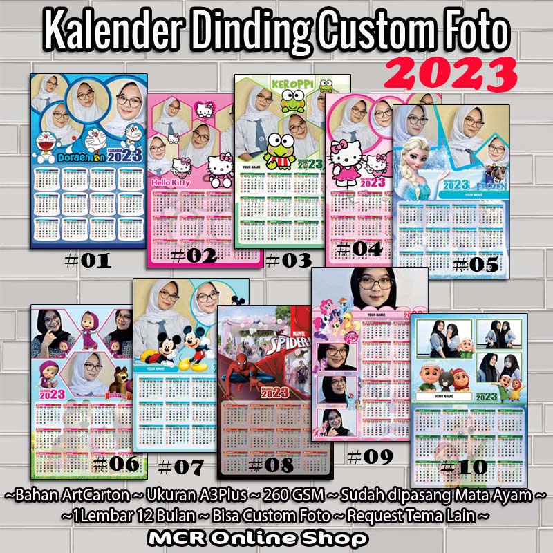 

Kalender Custom Foto 2023 Kalender plus gantungan eyelet Tema Karakter