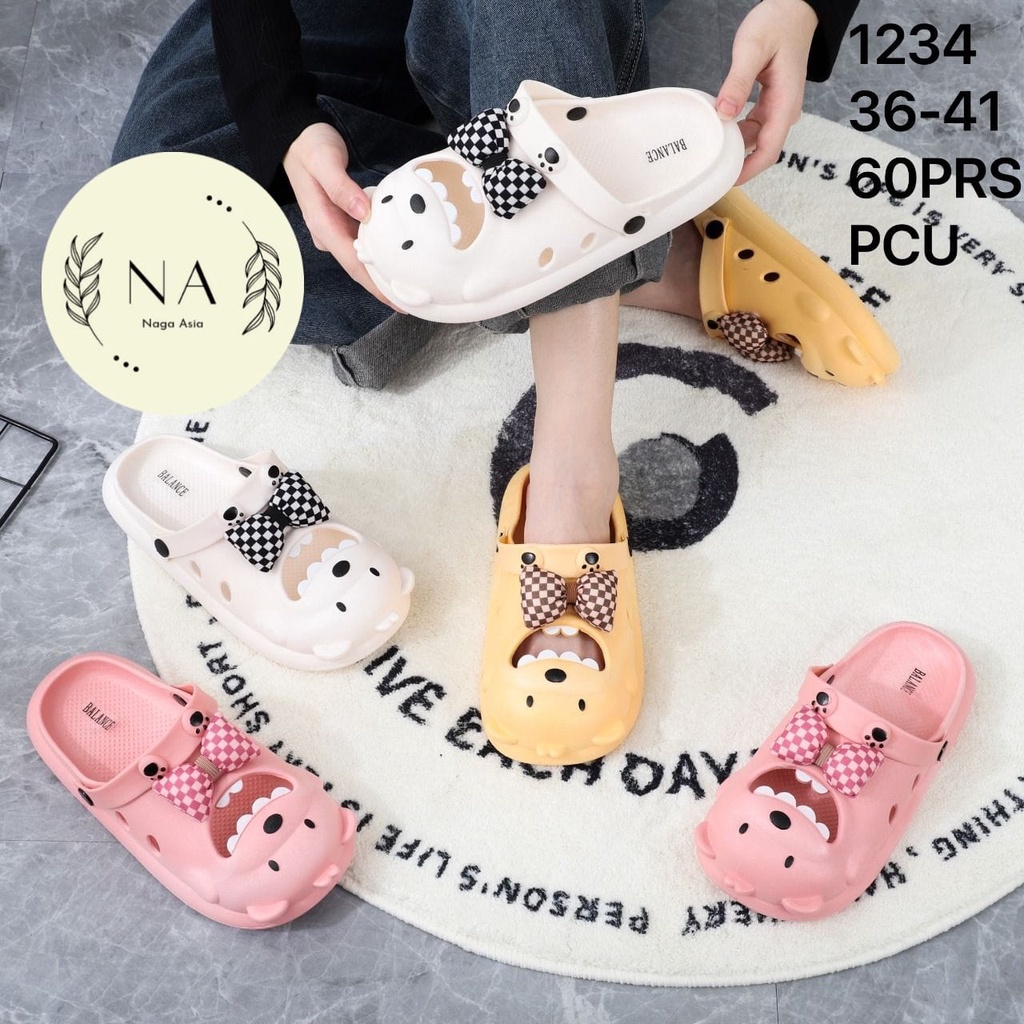 Sandal wanita dewasa baim motif gua beruang lucu BALANCE 1234 ( 36-41) Sandal import wanita terbaru
