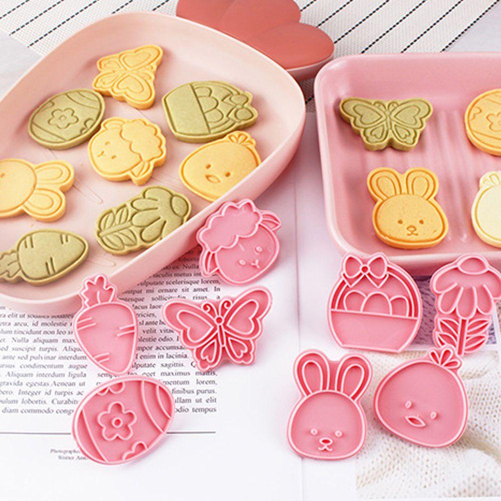 Solighter 4PCS/Set Cetakan Biskuit Paskah DIY Plunger Baking &amp; Pastry Tools Dekorasi Paskah Rabbit Chick Cookies Cutter