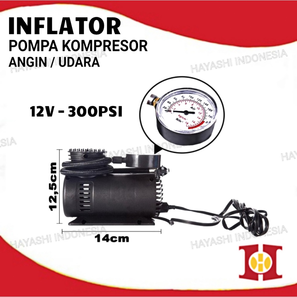 Pompa Elektrik Tekanan Angin Ban Inflator Kompresor Udara DC 12V