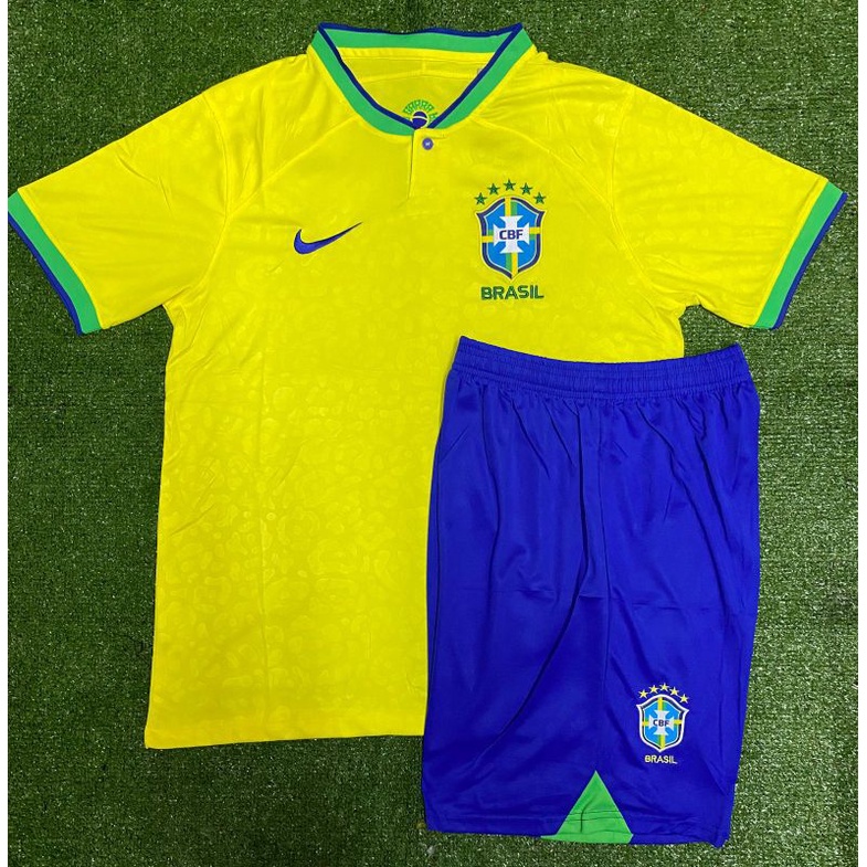 Setelan Stelan Celana Jersey Bola Grade Ori Brazil Home Kuning World Cup  2022 / 2023 Dewasa  Ukuran