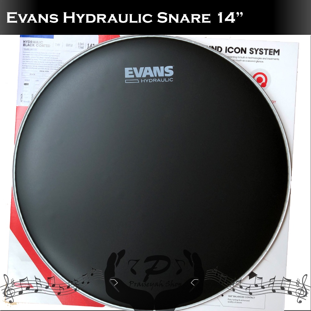 Evans Hydraulic Snare 14 inch Head Drum Black Coated Original USA