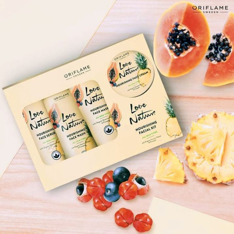 Love Nature Radiance Facial Kit with Organic Milk, Honey and Turmeric//Love Nature Nourishing Facial Kit with Organic Guarana, Papaya &amp; Pineapple